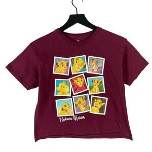 Disney The Lion King Hakuna Matata Maroon Crop Top Women’s XS‎ Graphic Tee